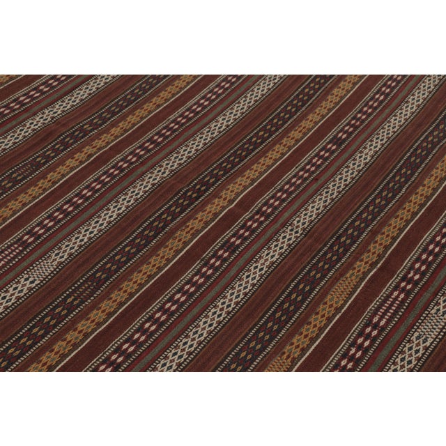 1950s Vintage Persian Kilim, Polychromatic Stripes With Geometric Motifs - Rug & Kilim For Sale - Image 5 of 8