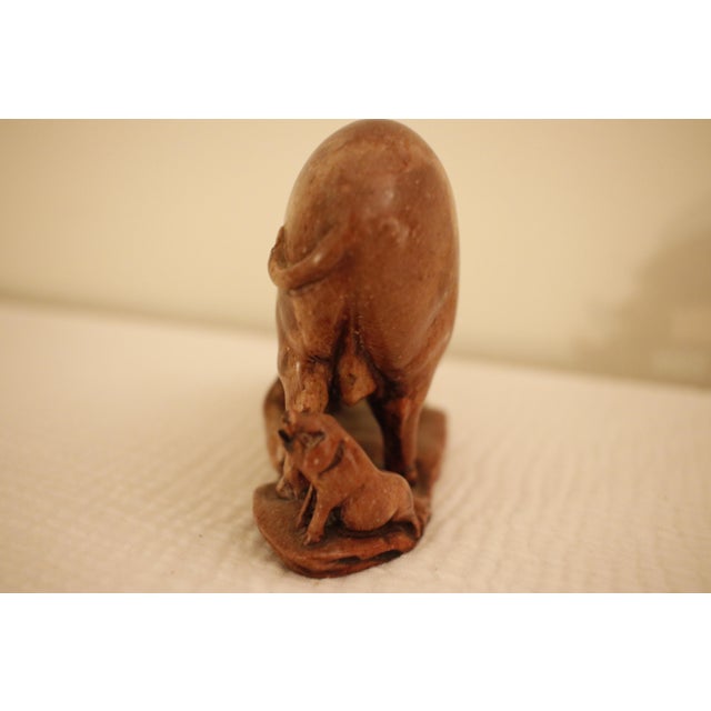 Antique Qing Dynasty Carved Shoushan Soapstone Sculpture of a Sow With Piglets, Signed For Sale - Image 16 of 17