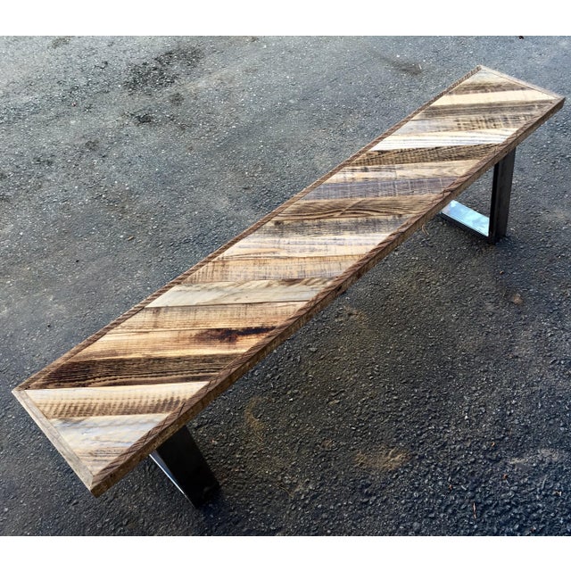 Reclaimed Wood Weathered Redwood Bench | Chairish