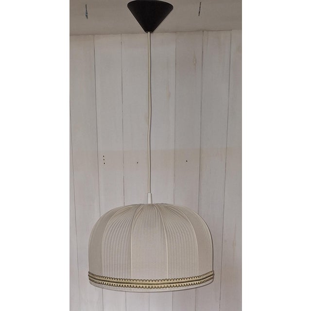 Vintage German Pendant Lamp with Fabric Shade, 1970s, in Very Good conditions. Designed 1970 to 1979 Up to 250V (Europe/UK...