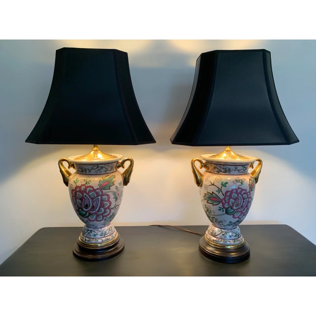 Chinoiserie Vintage Chinoiserie Gilded Table Lamps - A Pair For Sale - Image 3 of 8