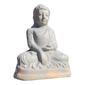 Vintage Cast Stone Lord Buddha Garden Statue in Terra Cotta Mold