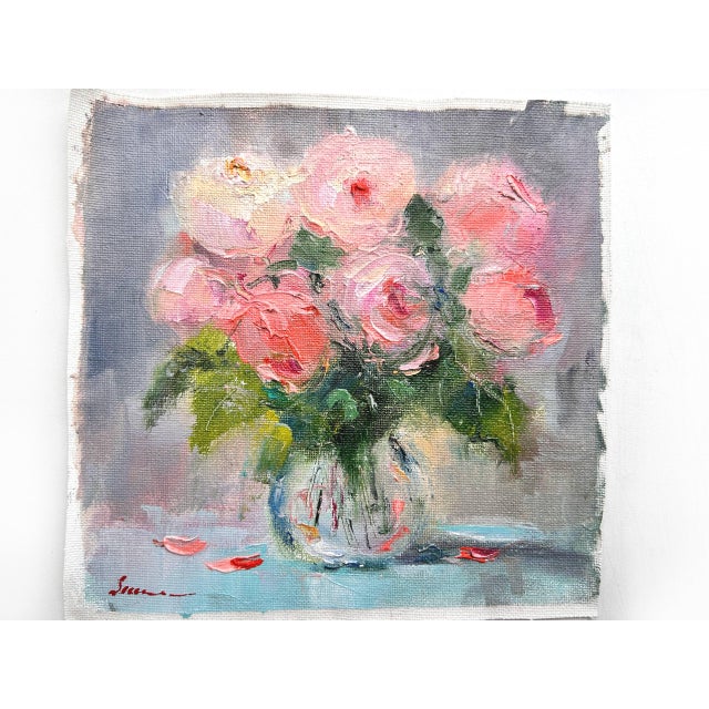 Textile Contemporary Floral Peonies Bouquet Original Painting by Valeriya Serova For Sale - Image 7 of 8