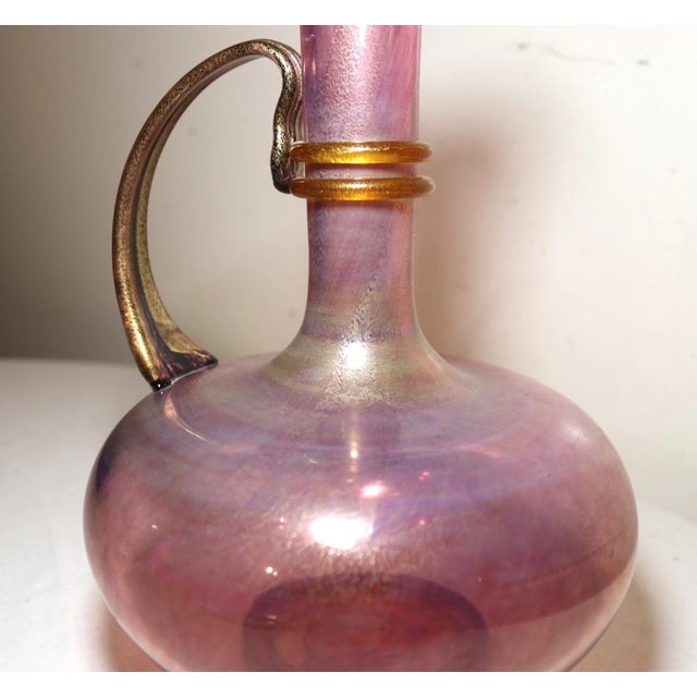 Original Hand Blown Michael J. Schunke Nine Iron Studios Art Glass Vase Ewer For Sale - Image 11 of 12