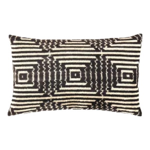Turkish Balck & White Color Velvet Ikat Pillow