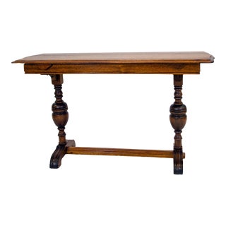 Mid 20th Century Vintage Mahogany Console Table with Built in Butterfly Leaf For Sale