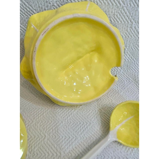 Rustic European Mid 20th Century Italian Large Yellow Majolica Cabbage Ware Tureen With Lid and Ladle For Sale - Image 3 of 12