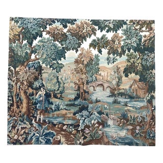Mid-Century Handwoven Aubusson The Man Near the River Tapestry, 1970s For Sale