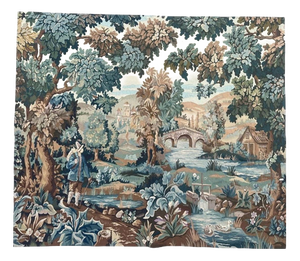 Mid-Century Handwoven Aubusson The Man Near the River Tapestry, 1970s