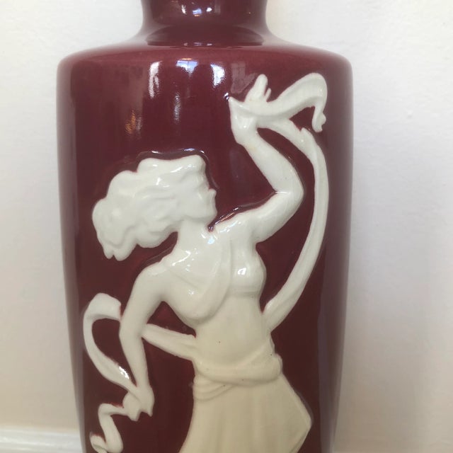 Mid-Century Modern Vintage Mid-Century Modern Art Deco Ceramic Table Lamp With Dancing Woman For Sale - Image 3 of 9