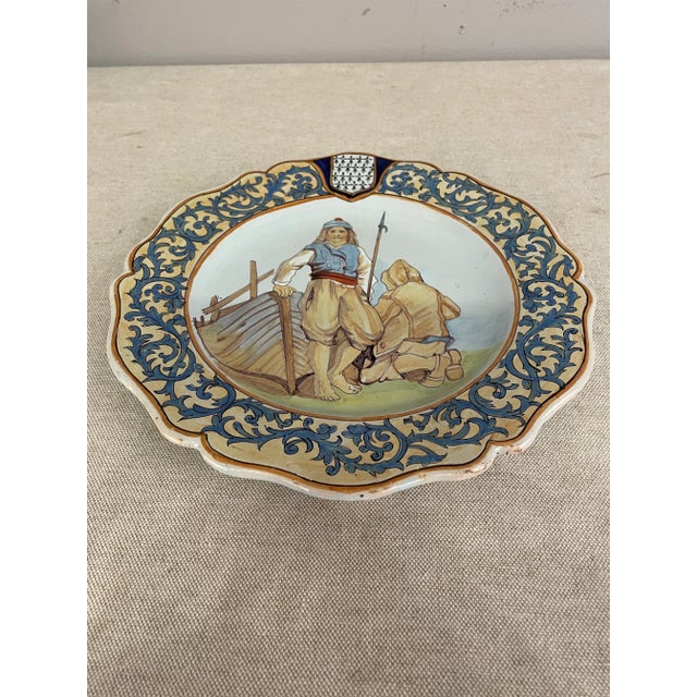 French Faience Quimper Plate Fisherman Scene For Sale - Image 12 of 13