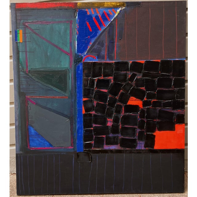 Artist: Gary L. Shaffer (American, 1936-2001) Title: Arial Landscape (Black Blocks with Red) Year: 1989 Medium: Oil on...