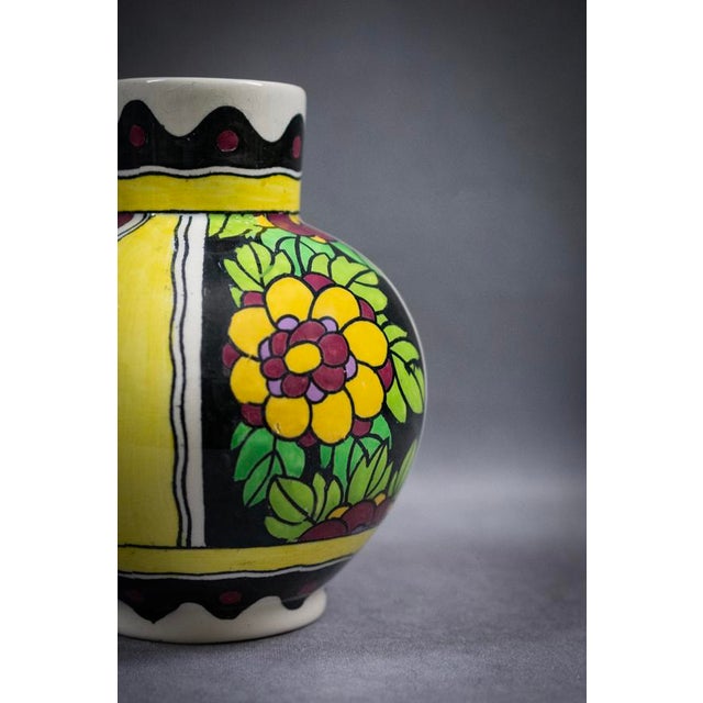 Ceramic Art Deco Spinning-Top Vase in Polychrome Glazed Earthenware by Charles Catteau for Boch Frères Kéramis, 1921 For Sale - Image 7 of 11