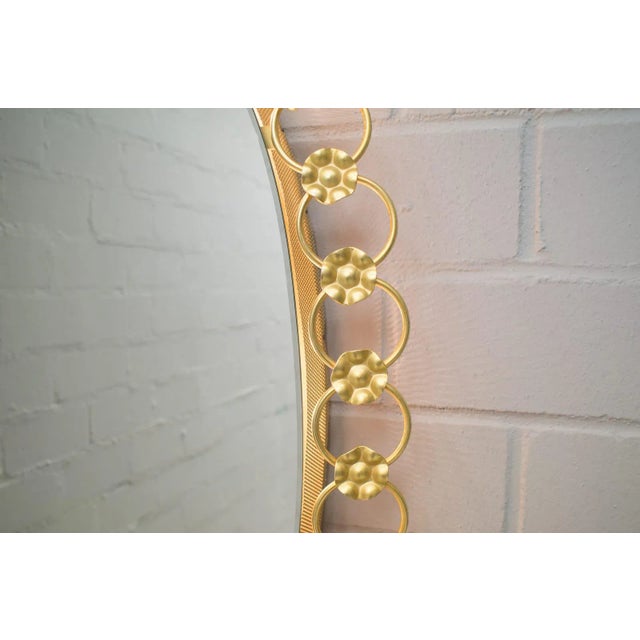 Oval Illuminated Mirror with Gilded Metal Rings, 1950s For Sale - Image 6 of 10