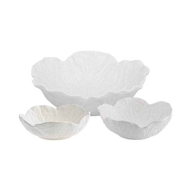 Traditional Bordallo Pinheiro Cabbage Nesting Bowls, Beige, Set of 3 For Sale - Image 3 of 3