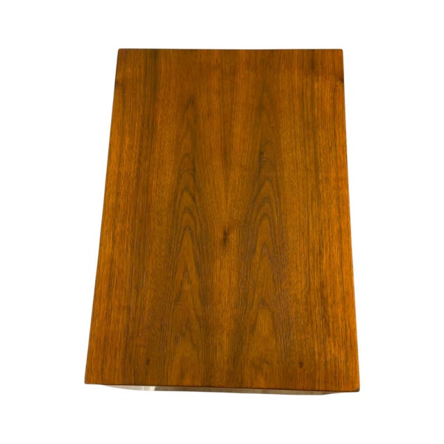 Wood Vintage Mid Century Modern Walnut Nightstand With Open Cubby & Drawer For Sale - Image 7 of 10