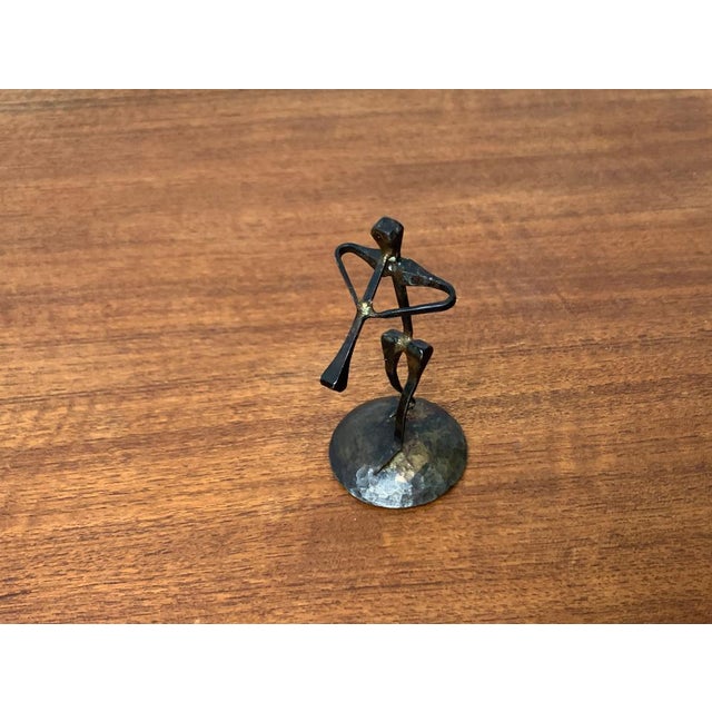 Mid-Century Wrought Iron Horseshoe Nail Art Piper Figurine, 1960s For Sale - Image 4 of 15