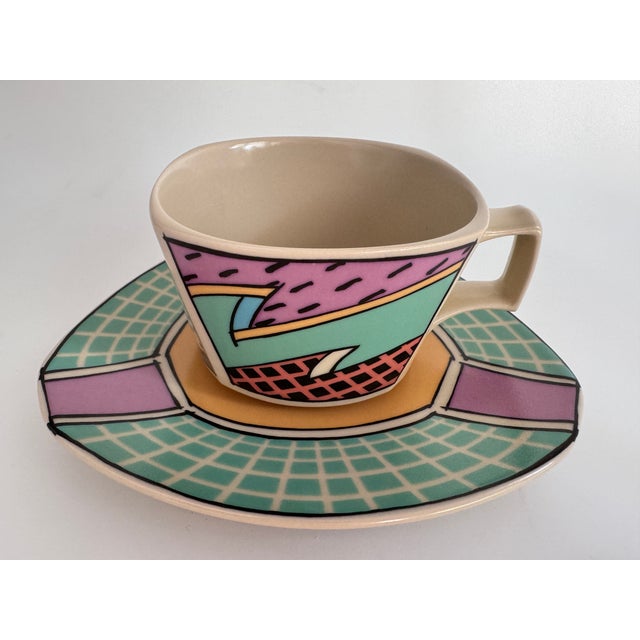 Ceramic Flash One Coffee Cup with Saucer by Dorothy Hafner for Rosenthal, Germany, 1980s, Set of 2 For Sale - Image 7 of 7