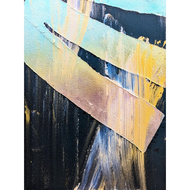 2010s Bret Shirley Contemporary Colorful Metallic Gestural Pink, Blue, and Gold Abstract Painting, 2017 For Sale - Image 5 of 9