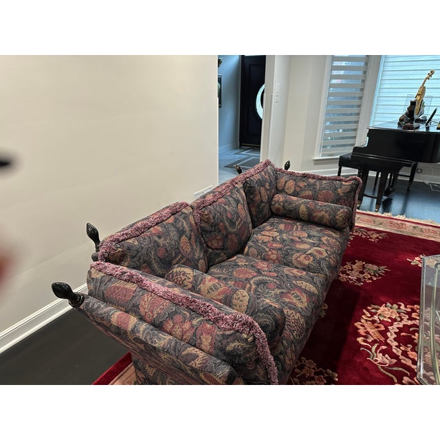 Vintage Custom-Made Tapestry Couch For Sale - Image 11 of 15