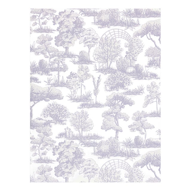 The House of Scalamandré Garden Toile Wallpaper, Lavender For Sale