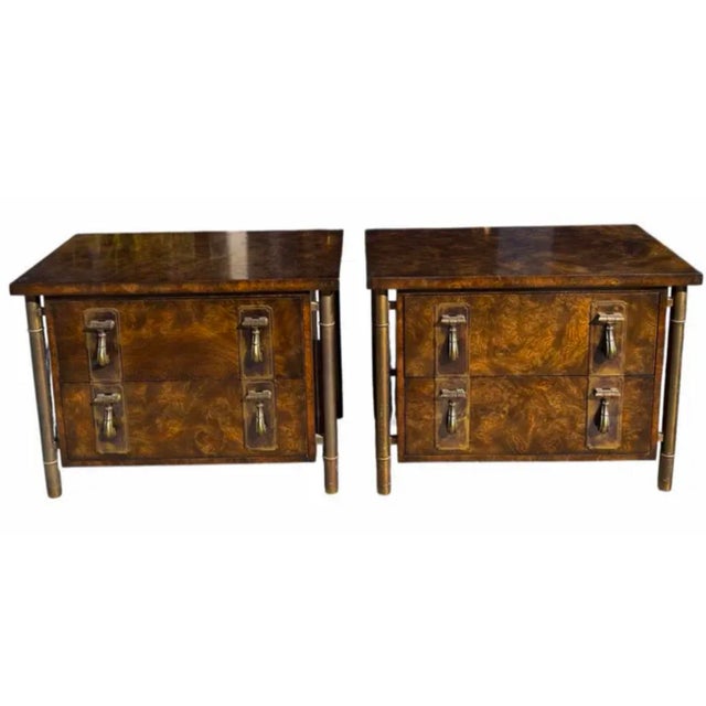 Mid-Century Modern 1970s Pair of William Doezema for Mastercraft Mid Century Modern Nightstands For Sale - Image 3 of 6