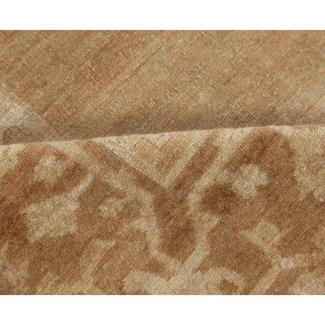 Late 19th Century Authentic Indian Amritsar Abstract Handwoven Wool Rug in Brown For Sale - Image 5 of 8