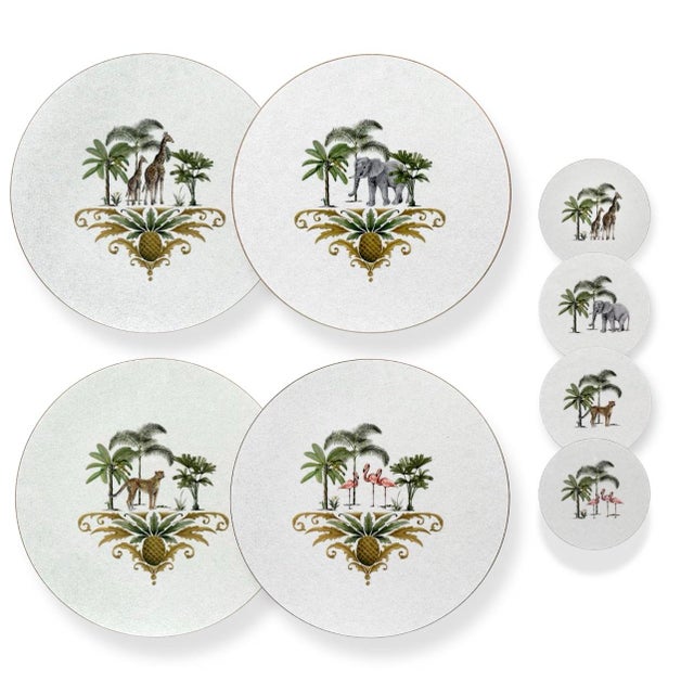 Bring a touch of sophisticated, colonial-inspired charm to your dining table with this exquisite vintage set of four...
