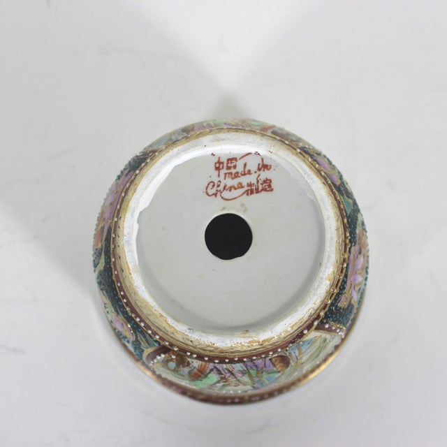Vintage Small Hand Painted Chinese Planter With Gold Details For Sale - Image 6 of 10