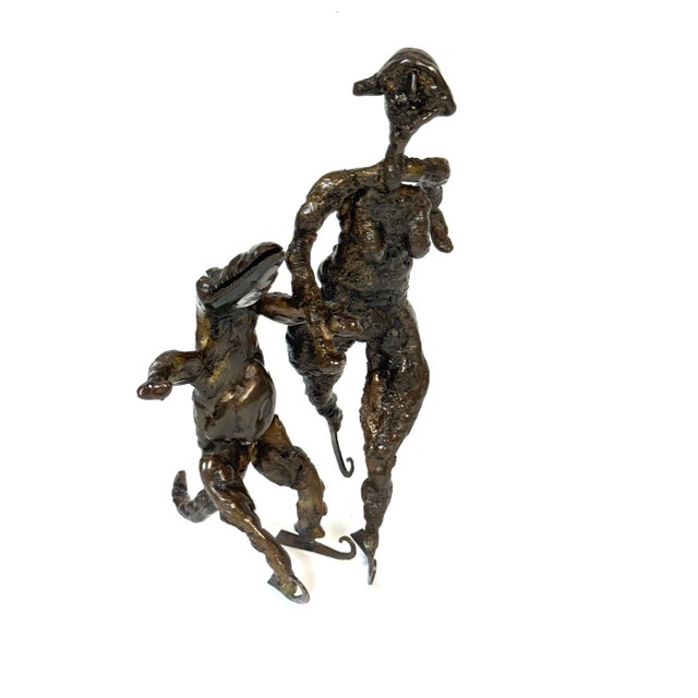 Surrealist Bronze Sculpture of a Woman and Alligator on Skates For Sale - Image 11 of 18