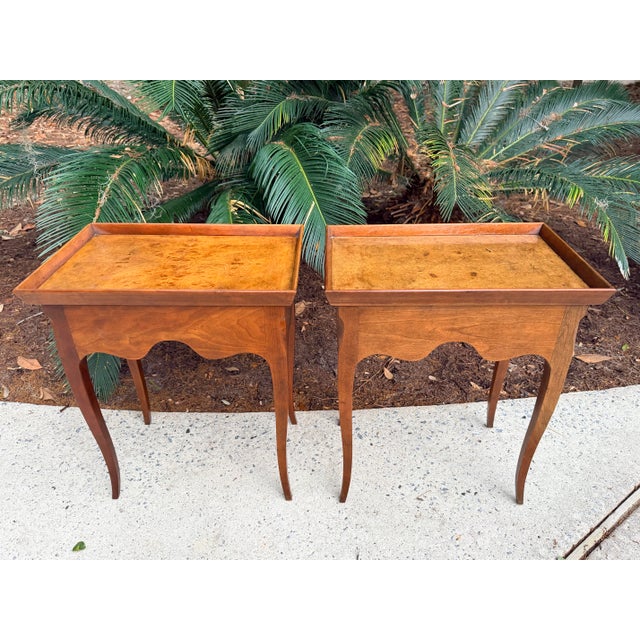 Brown Vintage Baker Furniture French Provincial Louis XV Style Nightstands, Side Tables For Sale - Image 8 of 9