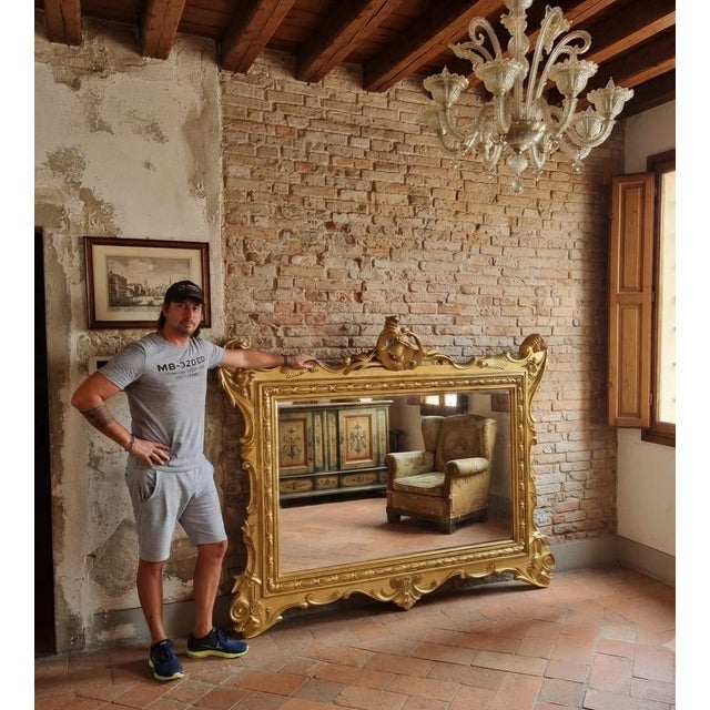 Mid 19th Century Gold Leaf Wooden Mirror from an Tuscan Villa, 1850s For Sale - Image 5 of 11