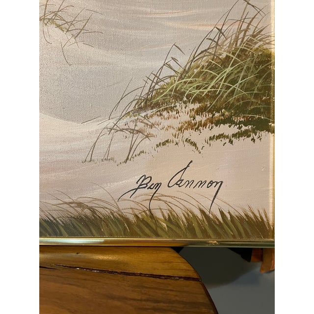 Traditional Vintage Rare Original Ben Cannon Triptych Coastal Oil Paintings For Sale - Image 3 of 6