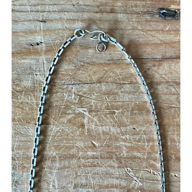 Vintage Turquoise Native American 925 Silver Pendant Necklace For Sale - Image 10 of 11