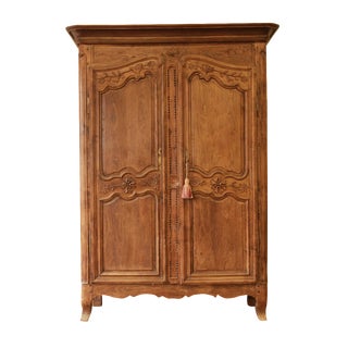 18th Century French Country White Oak Armoire For Sale