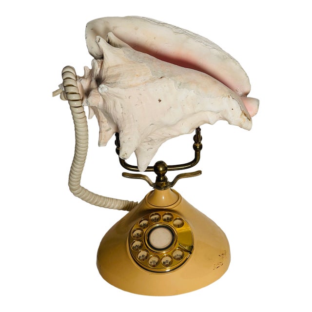 Antique Telephone With Conch Sea Shell For Sale
