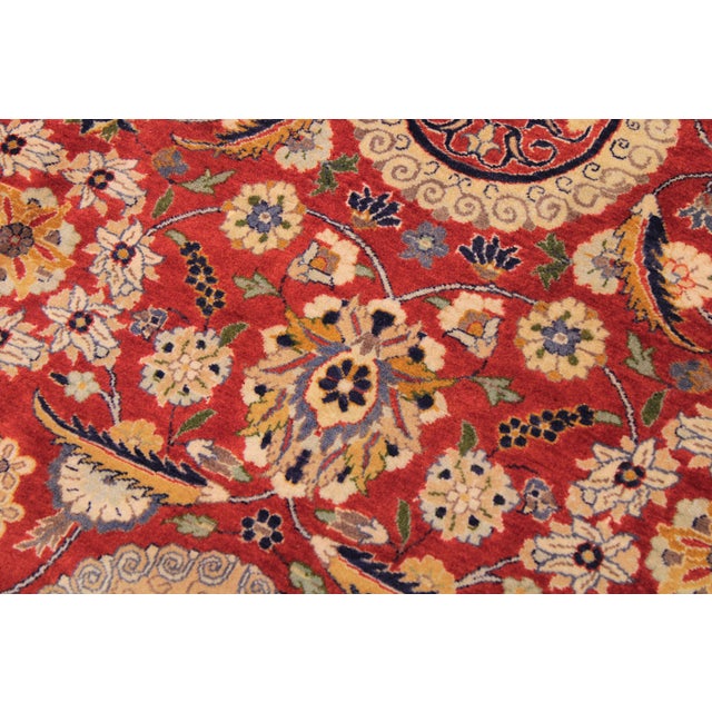 Shabby Chic Elegant Agra Tabriz Pak-Persian Red/Blue Wool Rug - 9'3'' X 12'2'' For Sale - Image 3 of 9