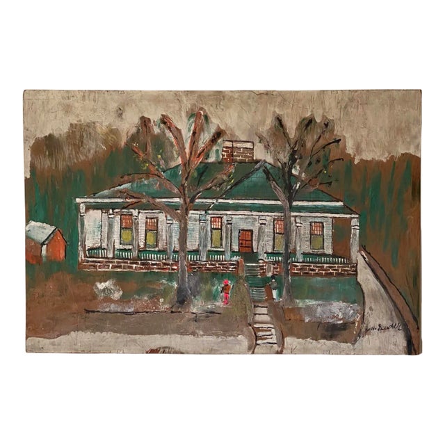 1960s Folk Art Architectural Painting by Jimmy Lee Sudduth For Sale