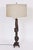 Monumental handcrafted asymmetric Poplar table lamp by New York artist, Smokey Tunis.Featuring a hand carved sculptural...