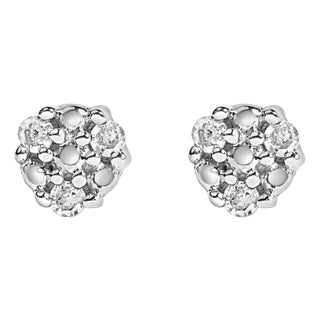 .925 Sterling Silver 1/10 cttw Prong Set Round-Cut Trio Diamond Stud Earrings (I-J Color, I3 Clarity) For Sale