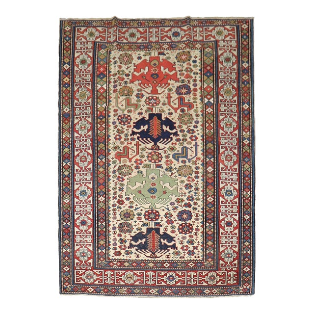 Ivory 19th Century Caucasian Rug no. j5245 For Sale