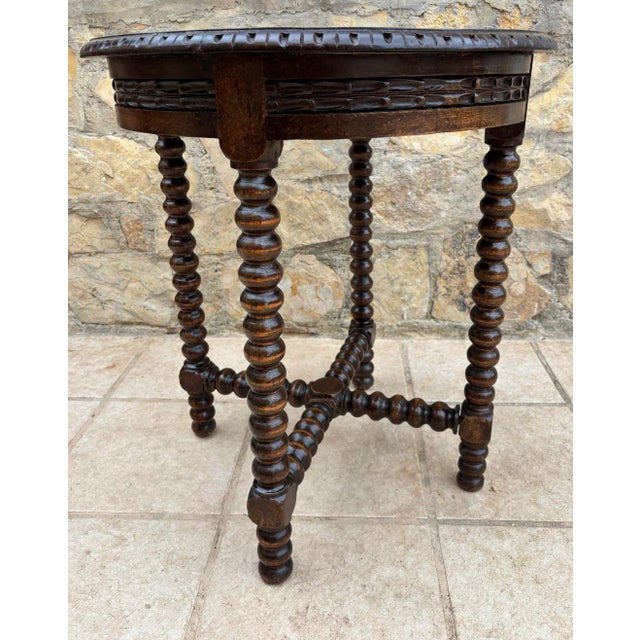 Wood 20th Century Jacobean Revival Bobbin Side Table in Oak For Sale - Image 7 of 8