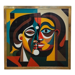 Italian Glass Painting, 1980s For Sale