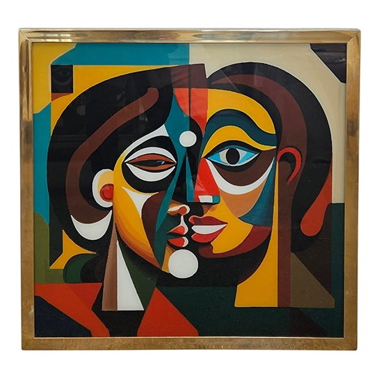 Italian Glass Painting, 1980s For Sale