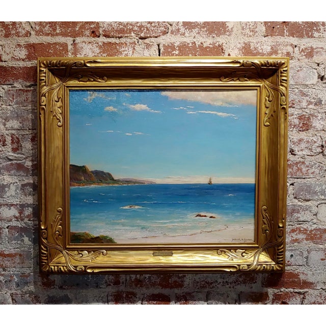 Turquoise 1920s California Turquoise Beach by Dedrick Stuber For Sale - Image 8 of 8