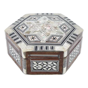 Hexagon Handmade Inlaid Mother of Pearl Jewelry Box