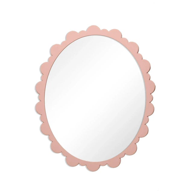 Contemporary Fleur Home Garden District Valmont Oval Mirror in Salmon Berry, 22x27 For Sale - Image 3 of 3
