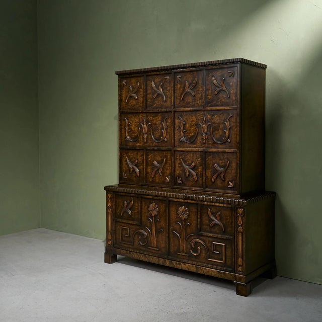 Cabinet with Decorative Carvings in Stained Birch by Axel Einar Hjorth for A.B. Svenska Möbelfabrikerna Bodafors, 1920s-1930s For Sale - Image 13 of 13