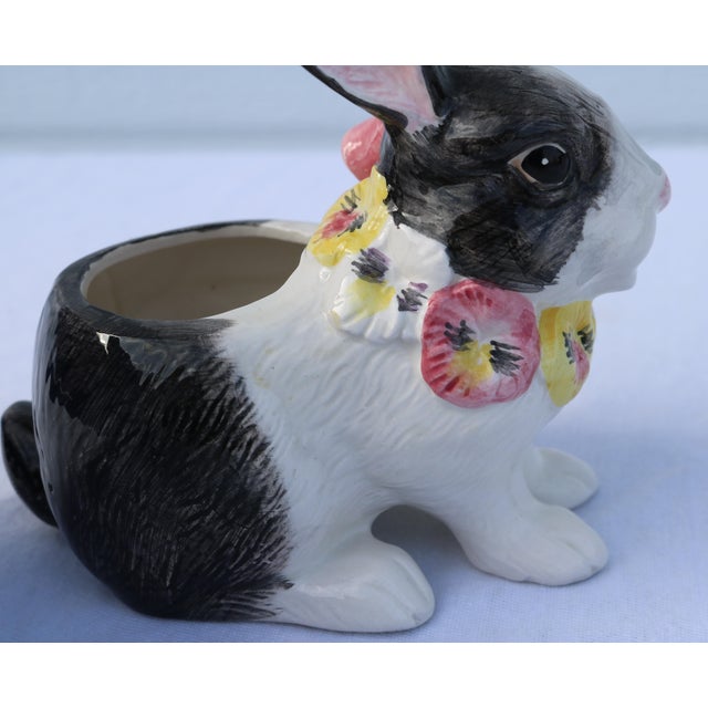 1991 Fitz and Floyd Bunny Rabbit and Pansies Creamer Pansy Parade For Sale - Image 9 of 10