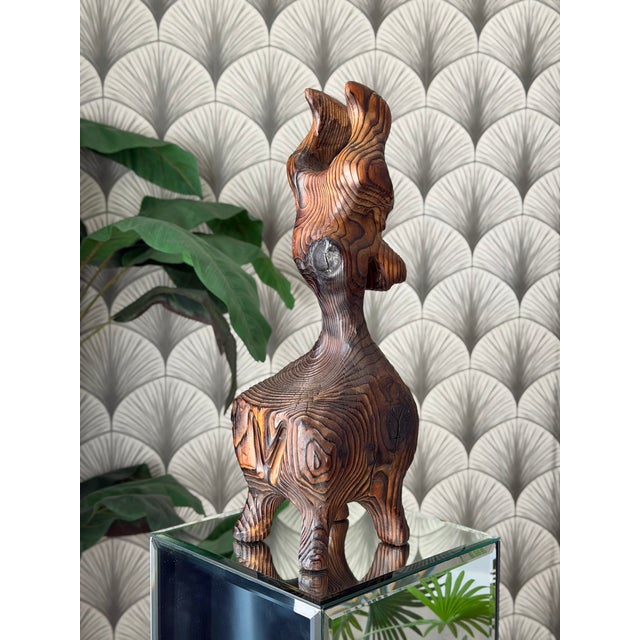 Witco Vintage Mid-Century Modern Retro 1960s Tiki Polynesian Wood Carved Brutalist Sculpture Attributed to Witco For Sale - Image 4 of 18
